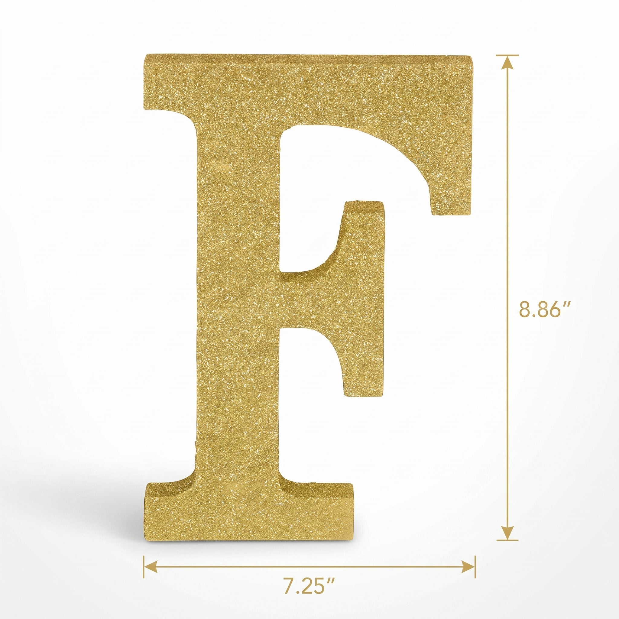 Glitter Gold Letter F Decoration Sign - 4 Inch