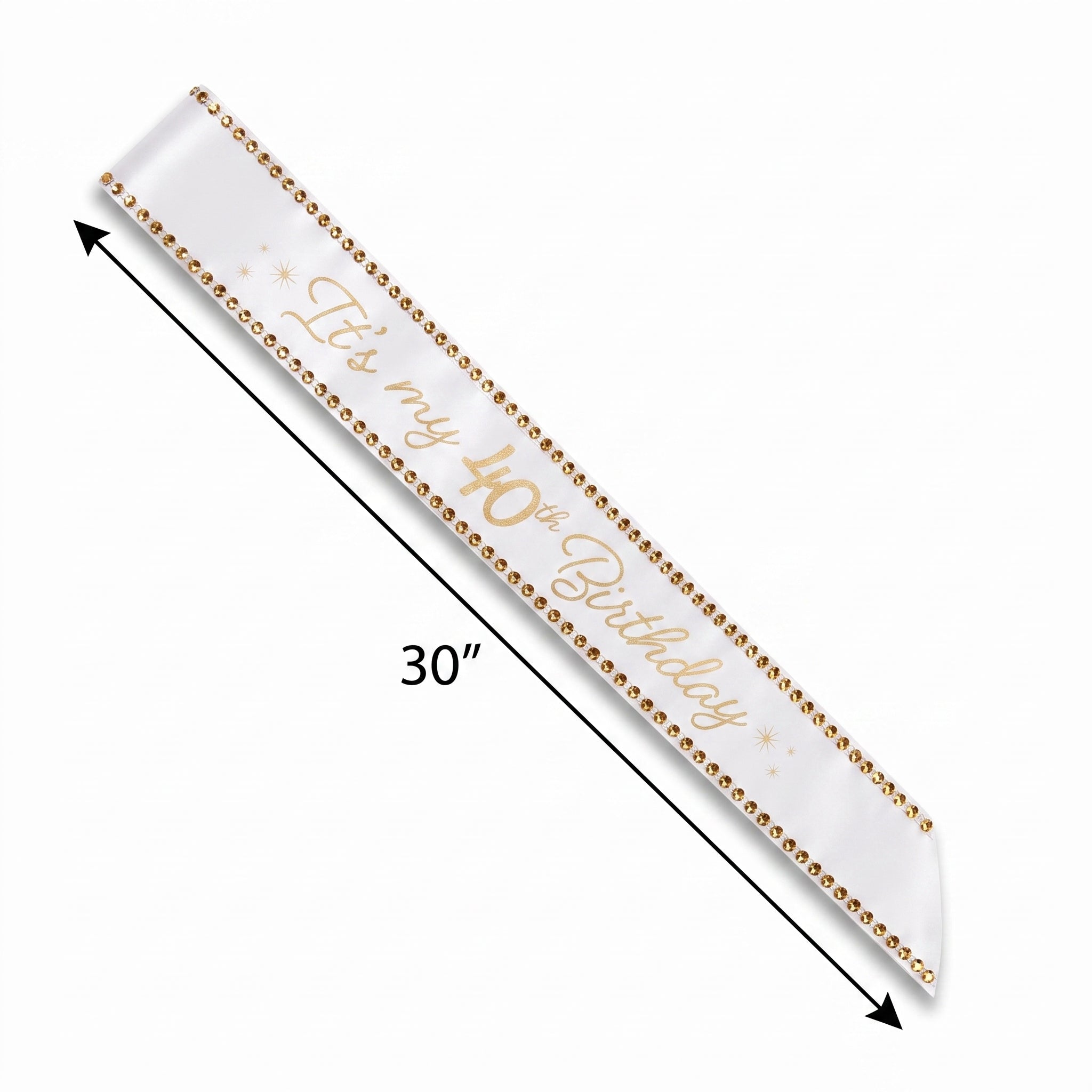 Golden Age 40th Birthday Sash - White and Gold