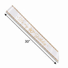 Golden Age 40th Birthday Sash - White and Gold