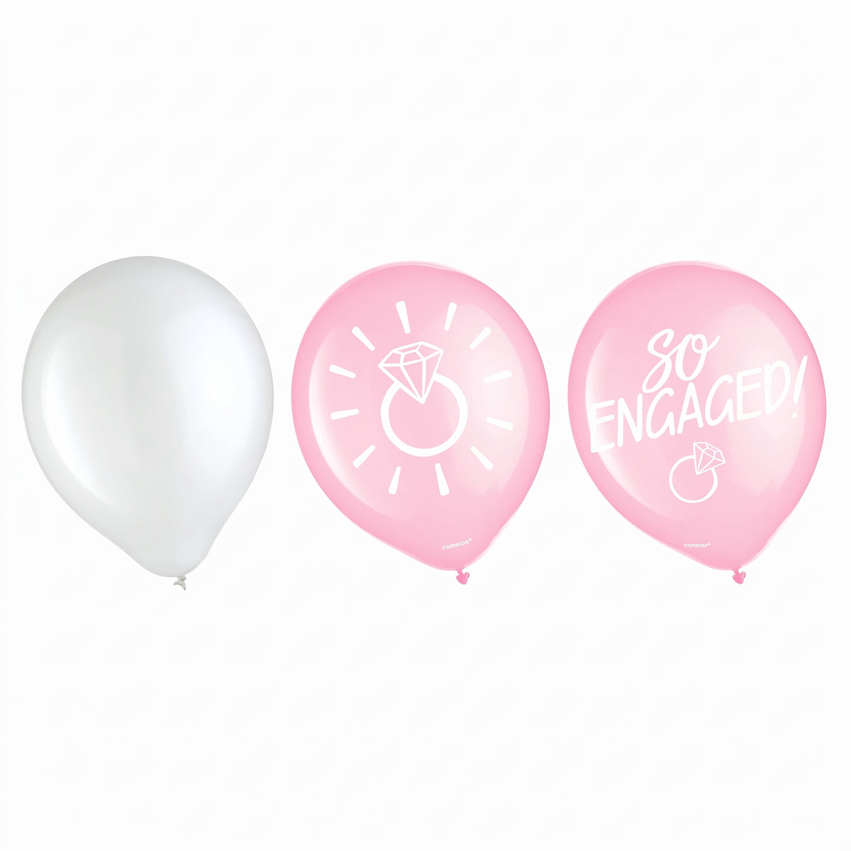 "So Engaged" Blush Pink and White Latex Balloons, 12-Inch, 15-Pack