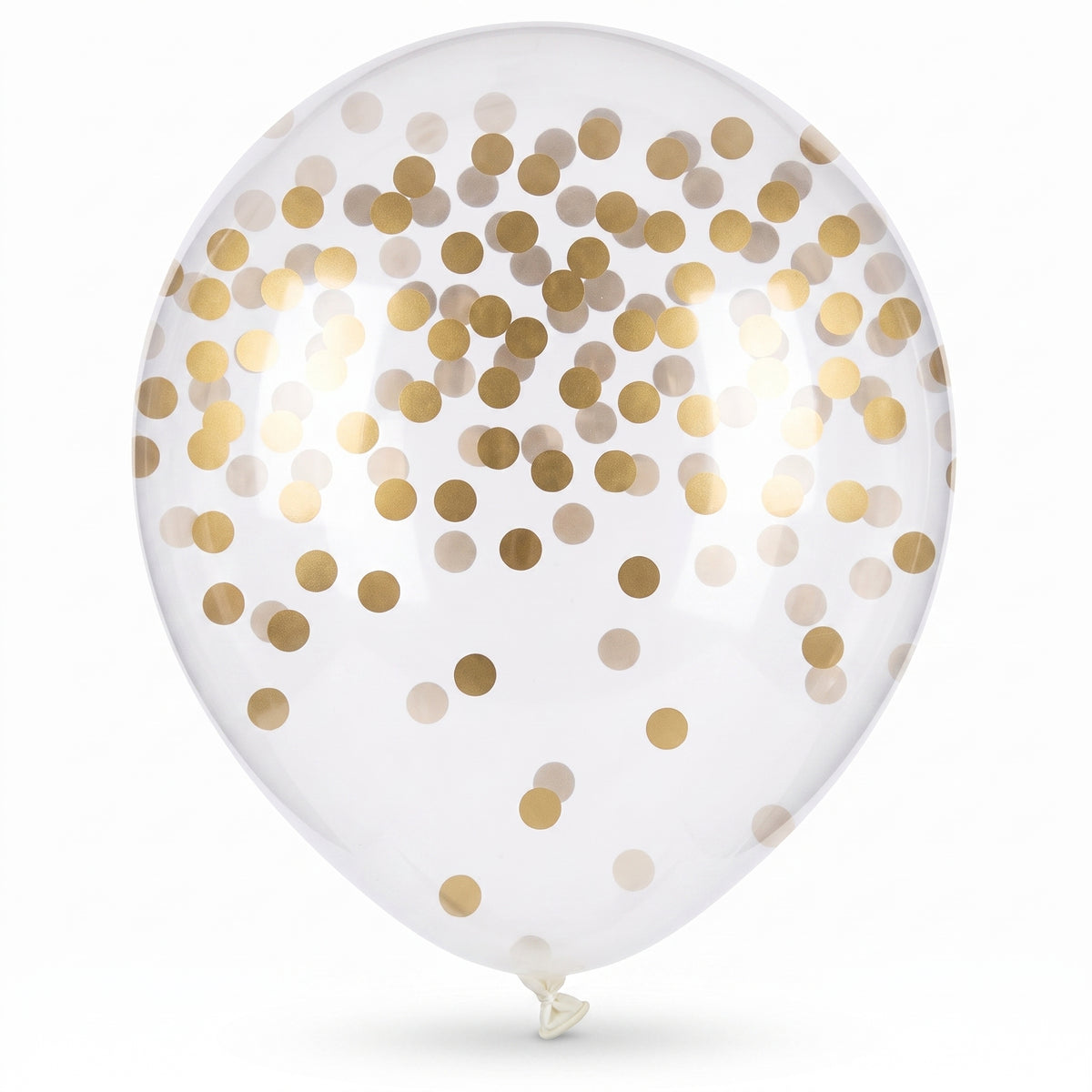 Gold Confetti Print Transparent Latex Balloons, 12-inch, 6-Pack