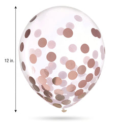 Rose Gold Confetti Latex Balloons, 12-Inch, 6-Pack