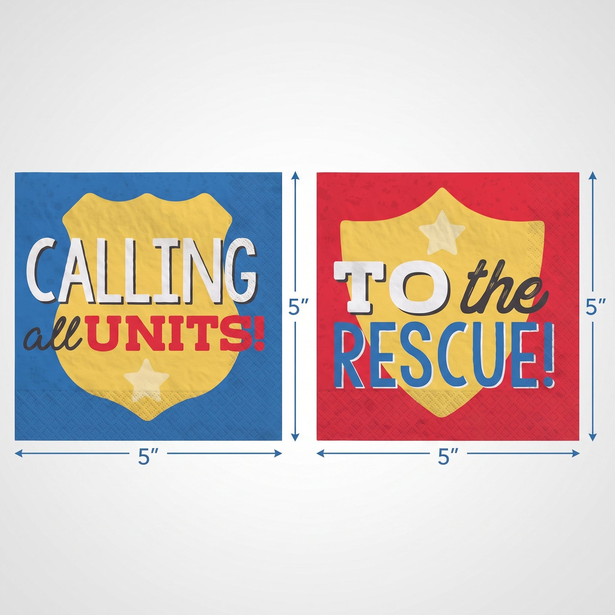 First Responders Beverage Napkins for Kids' Birthday Parties - 5 In. X 5 In.