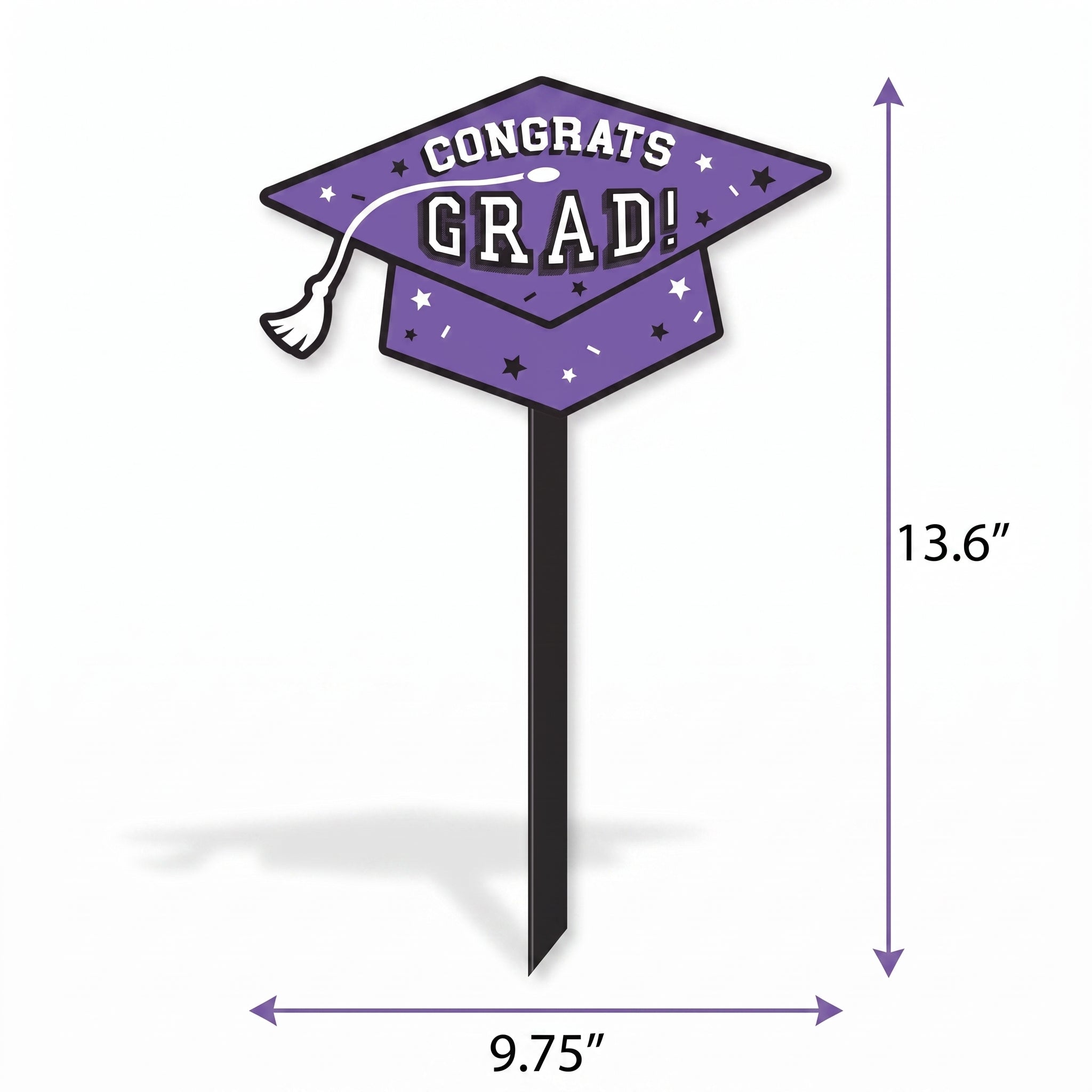 "Congrats Grad" Purple Lawn Sign for Graduation Celebrations