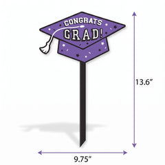 "Congrats Grad" Purple Lawn Sign for Graduation Celebrations