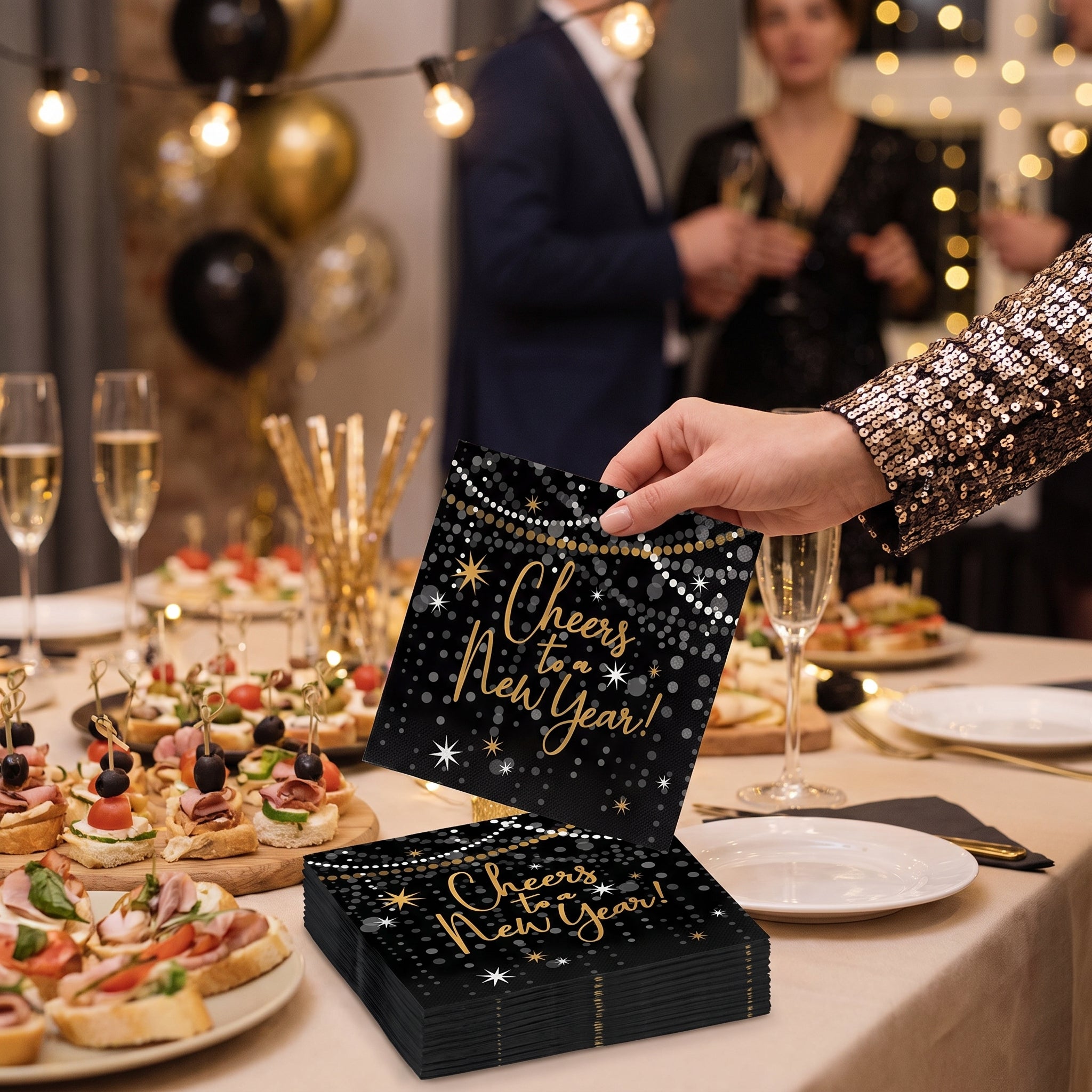 Midnight Hour New Year's Eve Luncheon Napkins - 6.5 In. x 6.5 In.