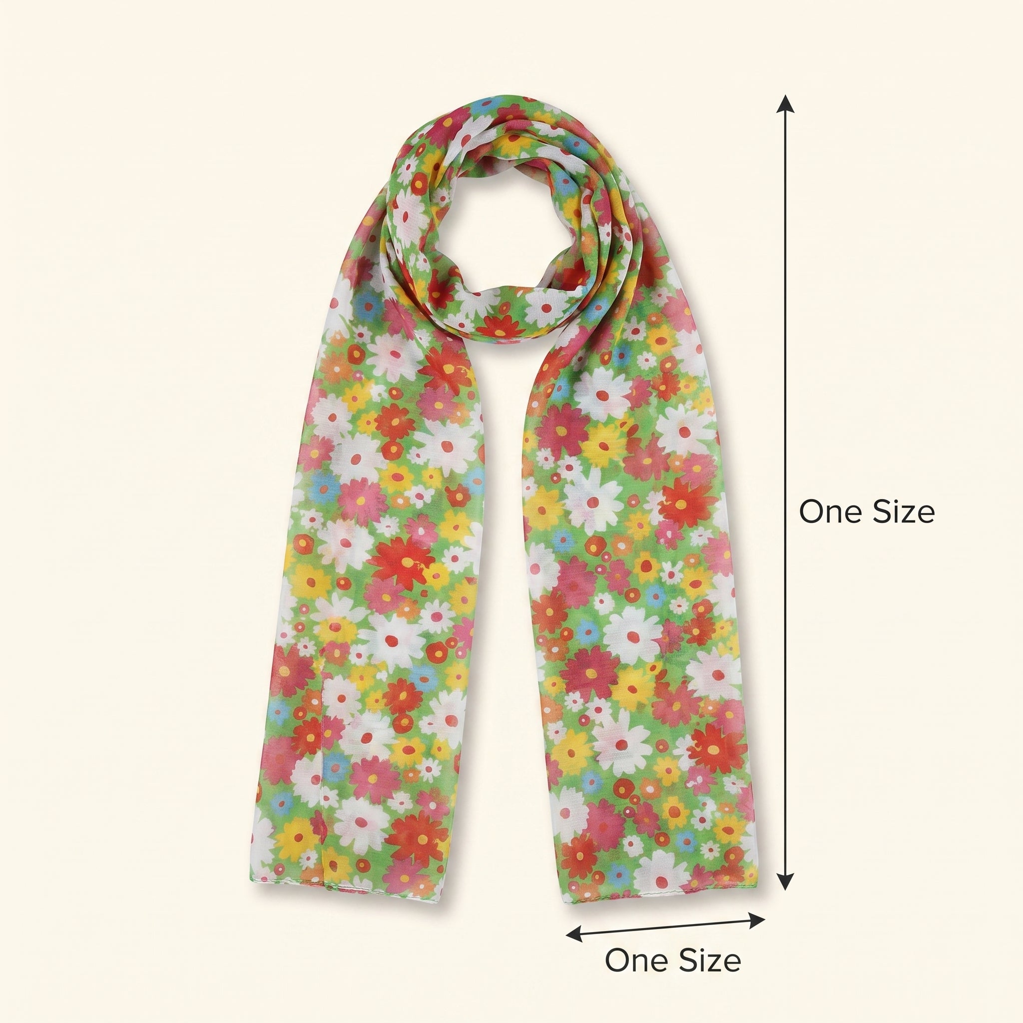Vibrant Floral Hippie Headscarf - 1960s Costume Accessory