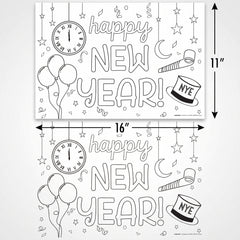 "Happy New Year" Coloring Paper Placemats - 24 Pack