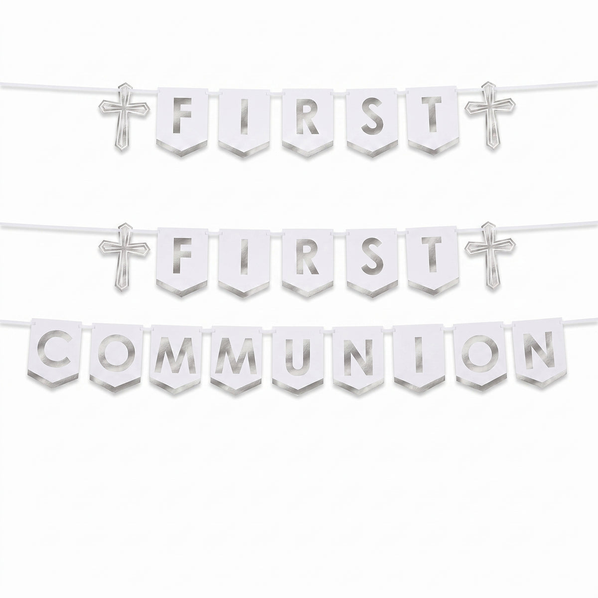 Elegant Silver First Communion Banner Set