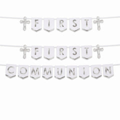 Elegant Silver First Communion Banner Set