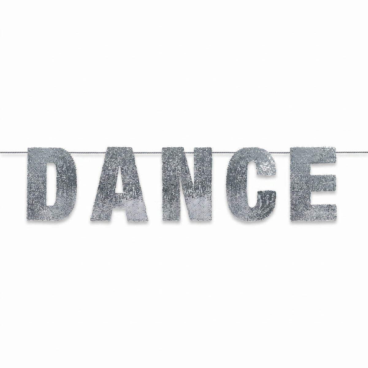 Silver Sequin "Dance" Hanging Banner for Birthday Celebrations