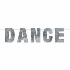 Silver Sequin "Dance" Hanging Banner for Birthday Celebrations