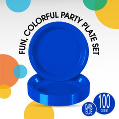 Little Gym - 9 In. Dark Blue Plastic Plates | 100 Count