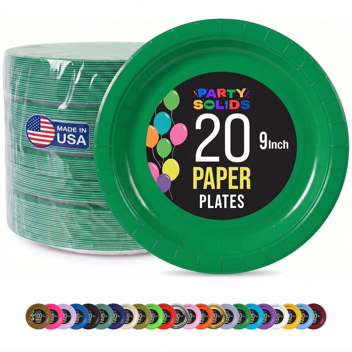 9 In. Emerald Green Paper Plates - 20 Ct.
