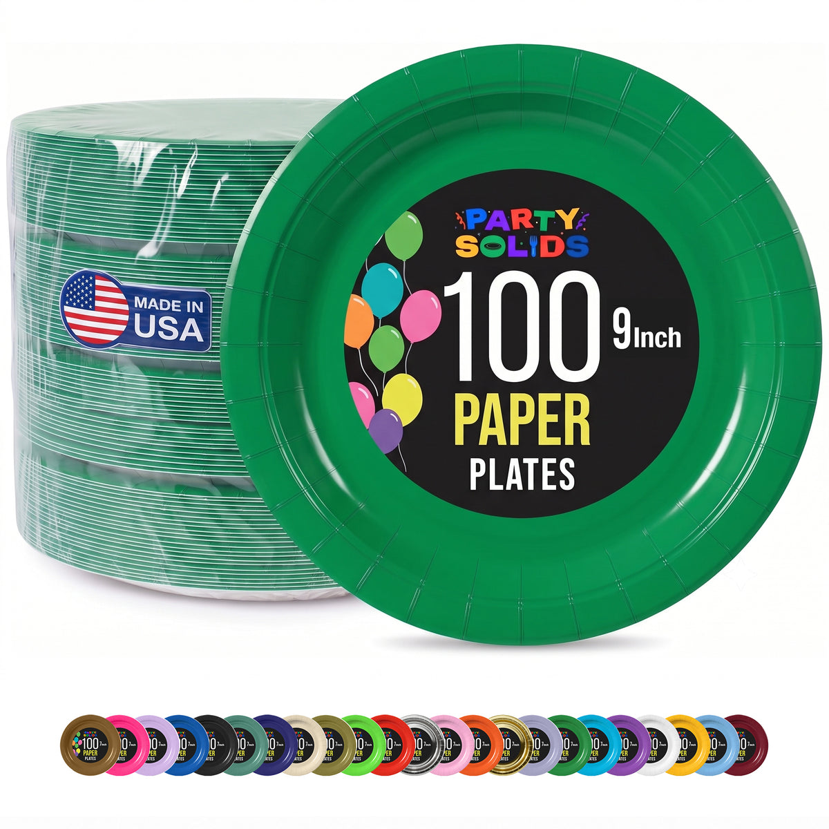 9 in. Emerald Green Paper Plates | 100 Count