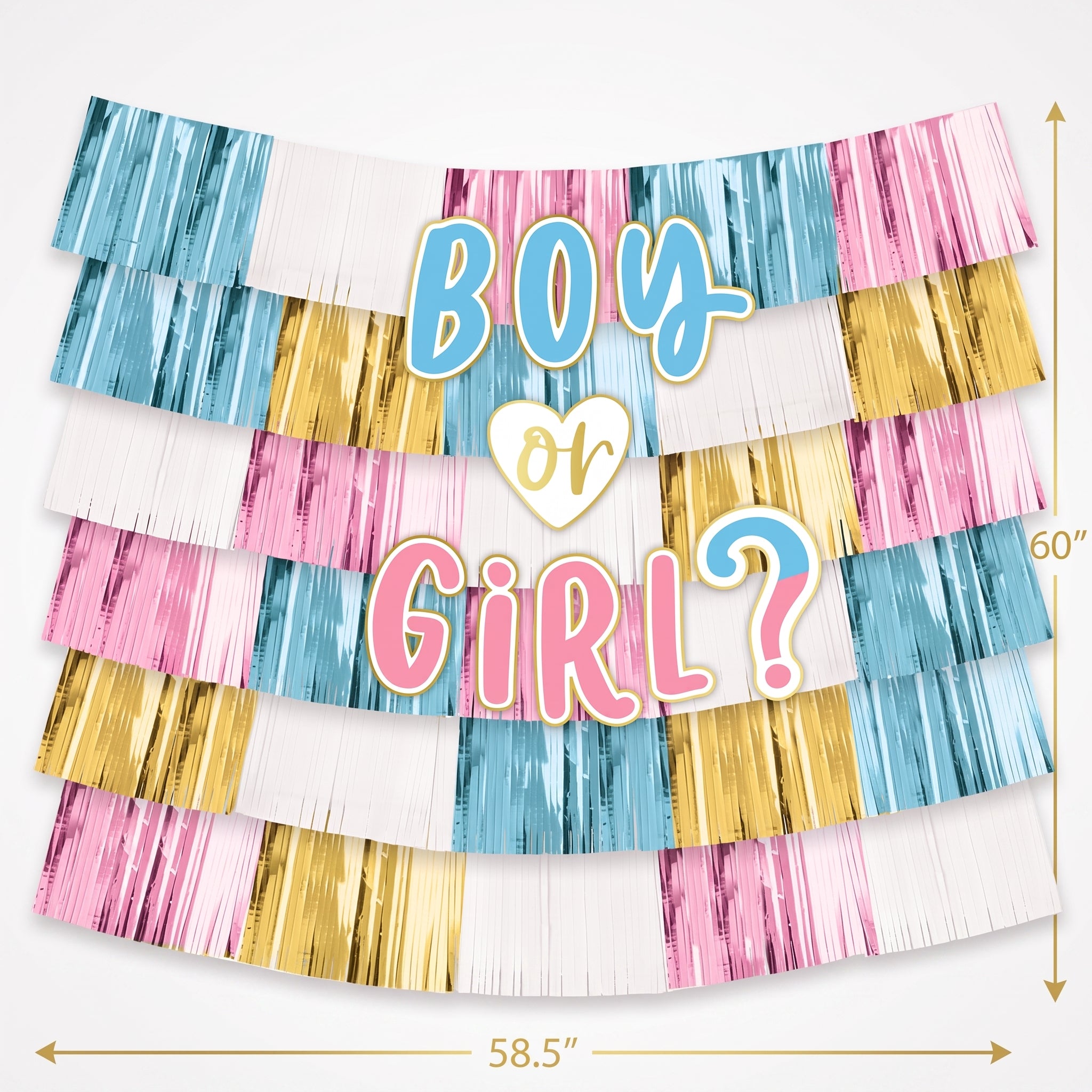 "Boy or Girl?" Deluxe Fringe Backdrop Kit for Gender Reveal