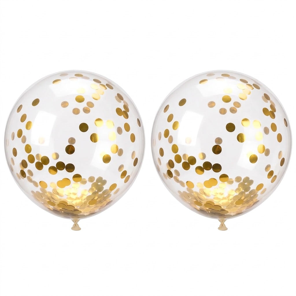 24-Inch Gold Confetti Latex Balloons, 2-Pack