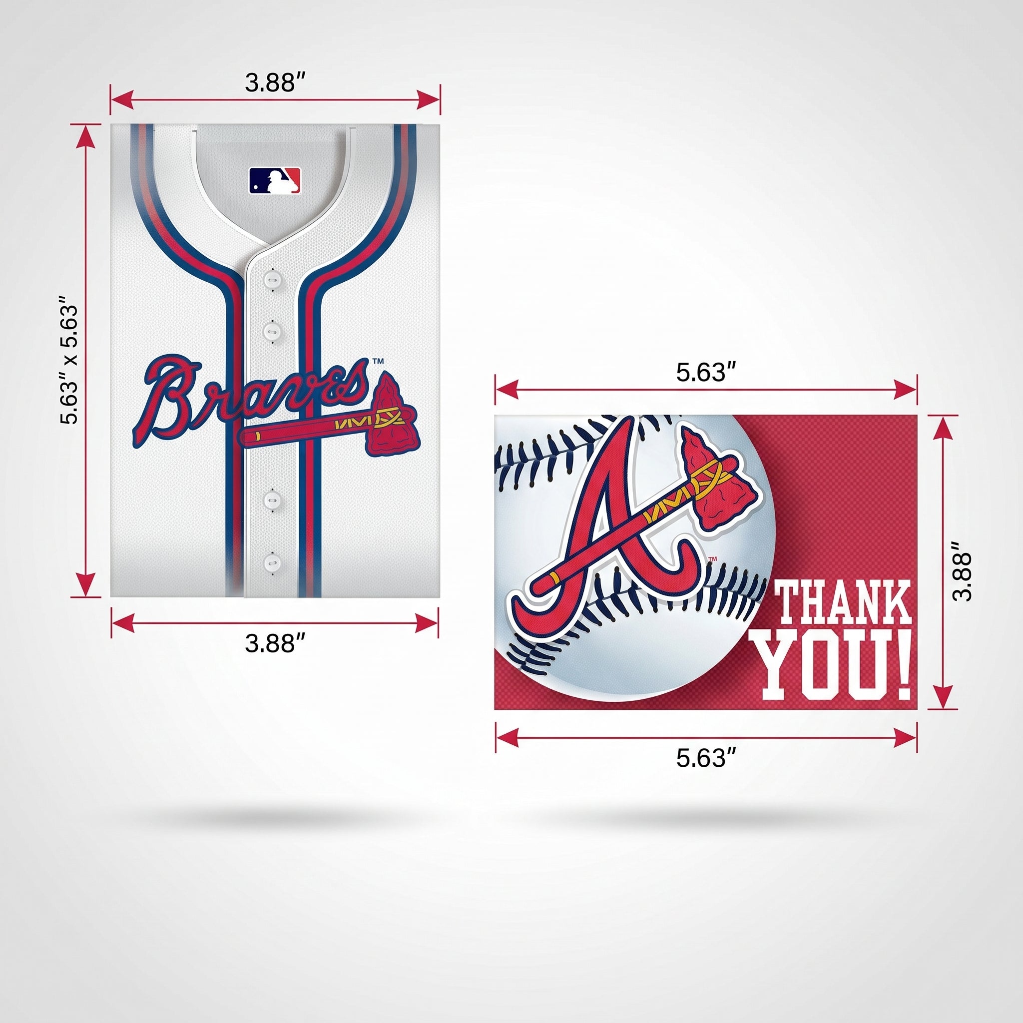 Atlanta Braves MLB Invitation & Thank You Card Set