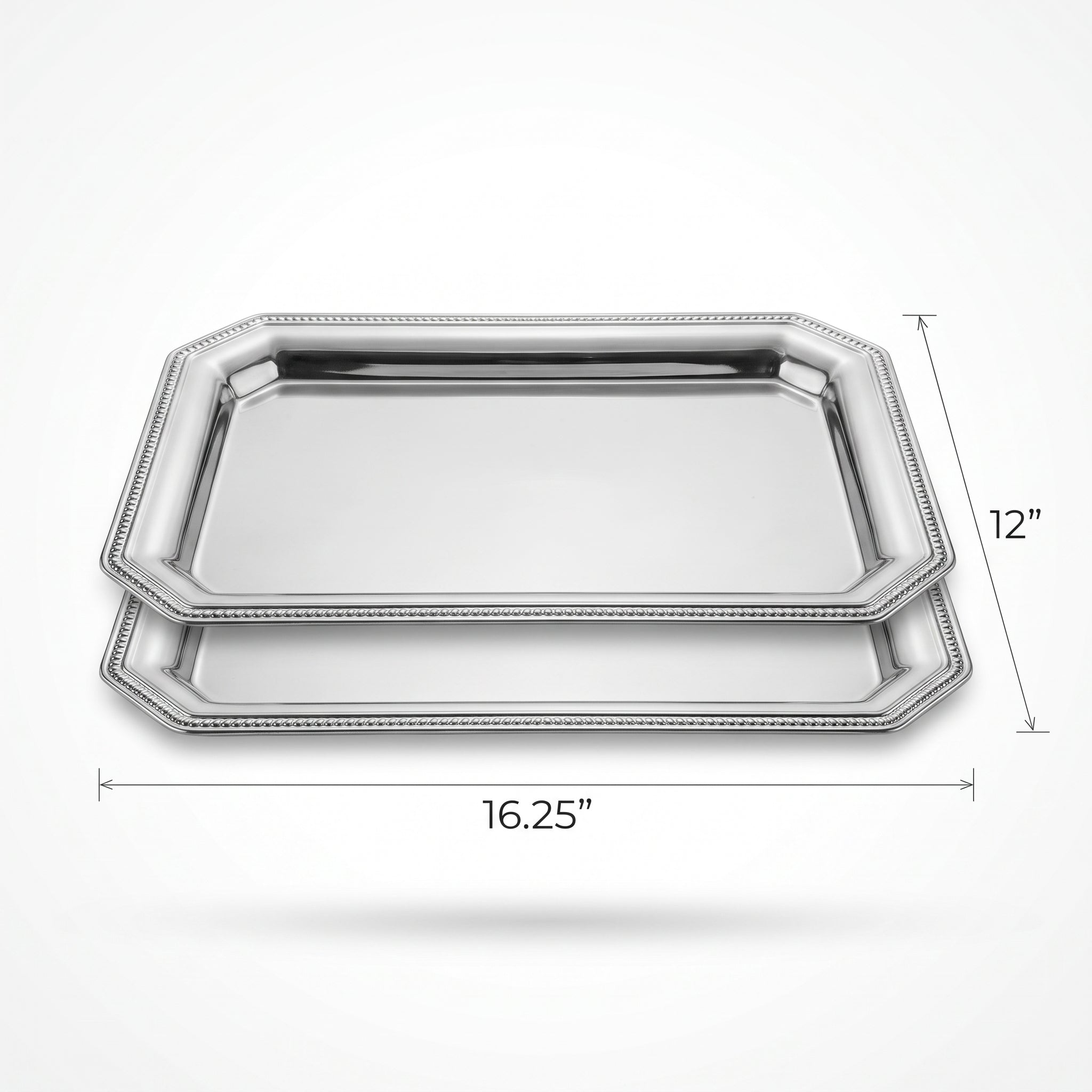 Silver Serving Trays - Set of 2, 16-Inch