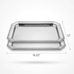 Silver Serving Trays - Set of 2, 16-Inch