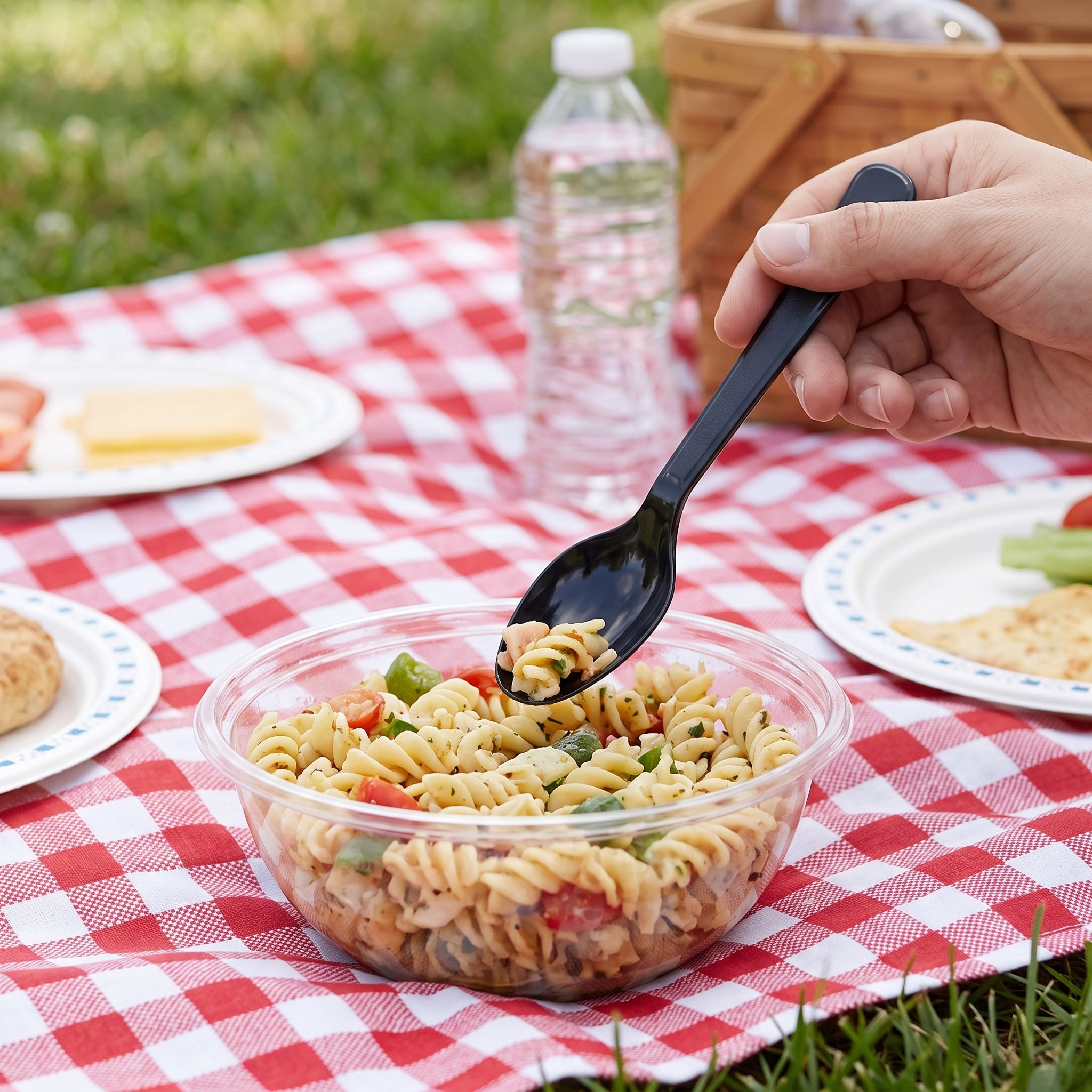 Jet Black Plastic Spoon - 7.5 in.