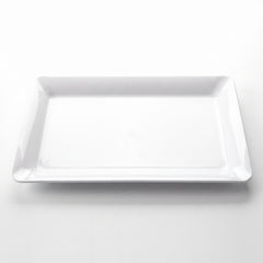 Elegant White Rectangular Plastic Serving Tray - 11" x 18"