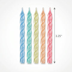 Pastel Pearlized Spiral Birthday Candles, 3.2-in, 12-Pack