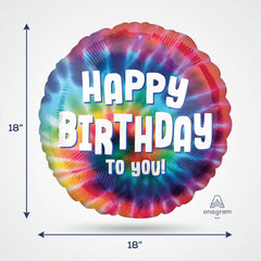 Vibrant Tie-Dye Metallic Foil Balloon