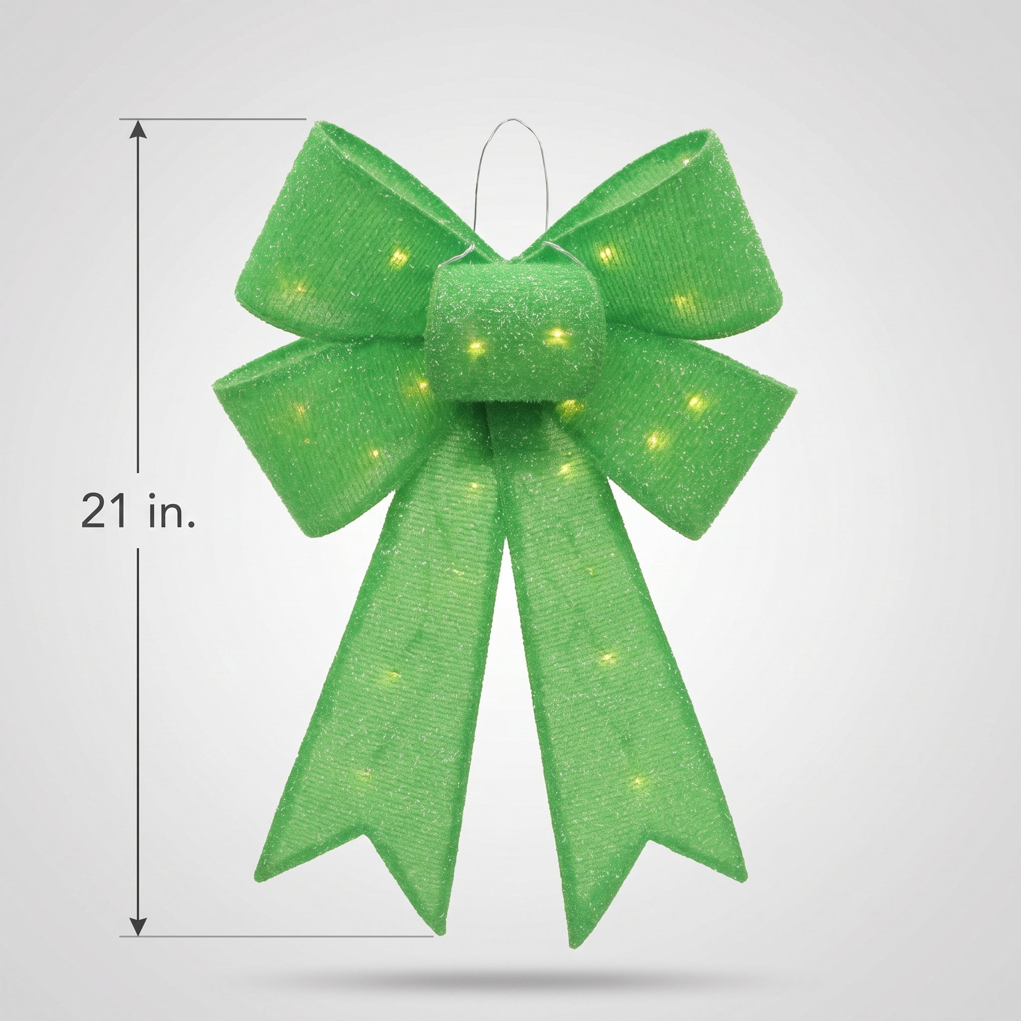 Elegant Green Fabric Bow with Lights - 21" Masquerade Decor