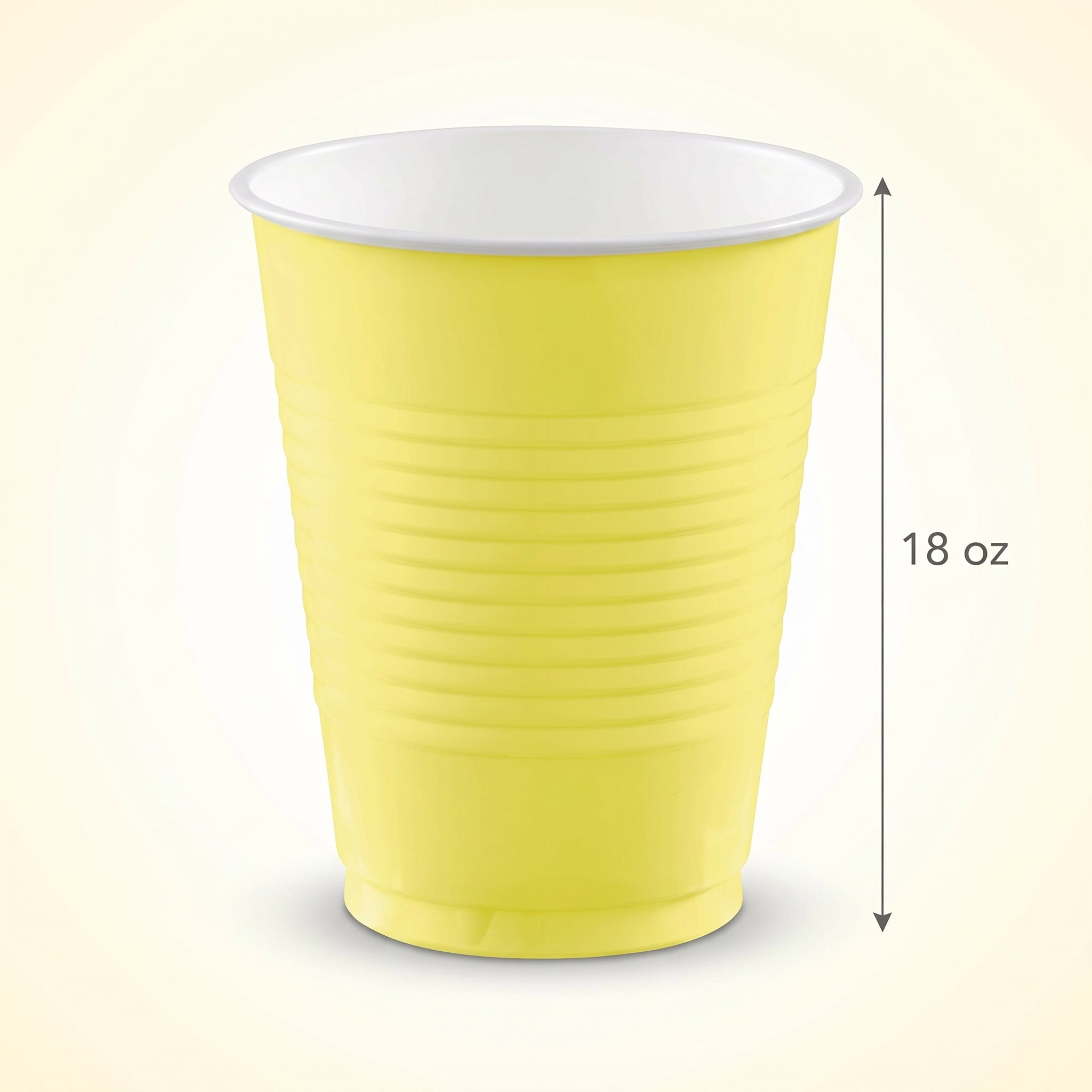 Vibrant Light Yellow Plastic Party Cups - 18 oz