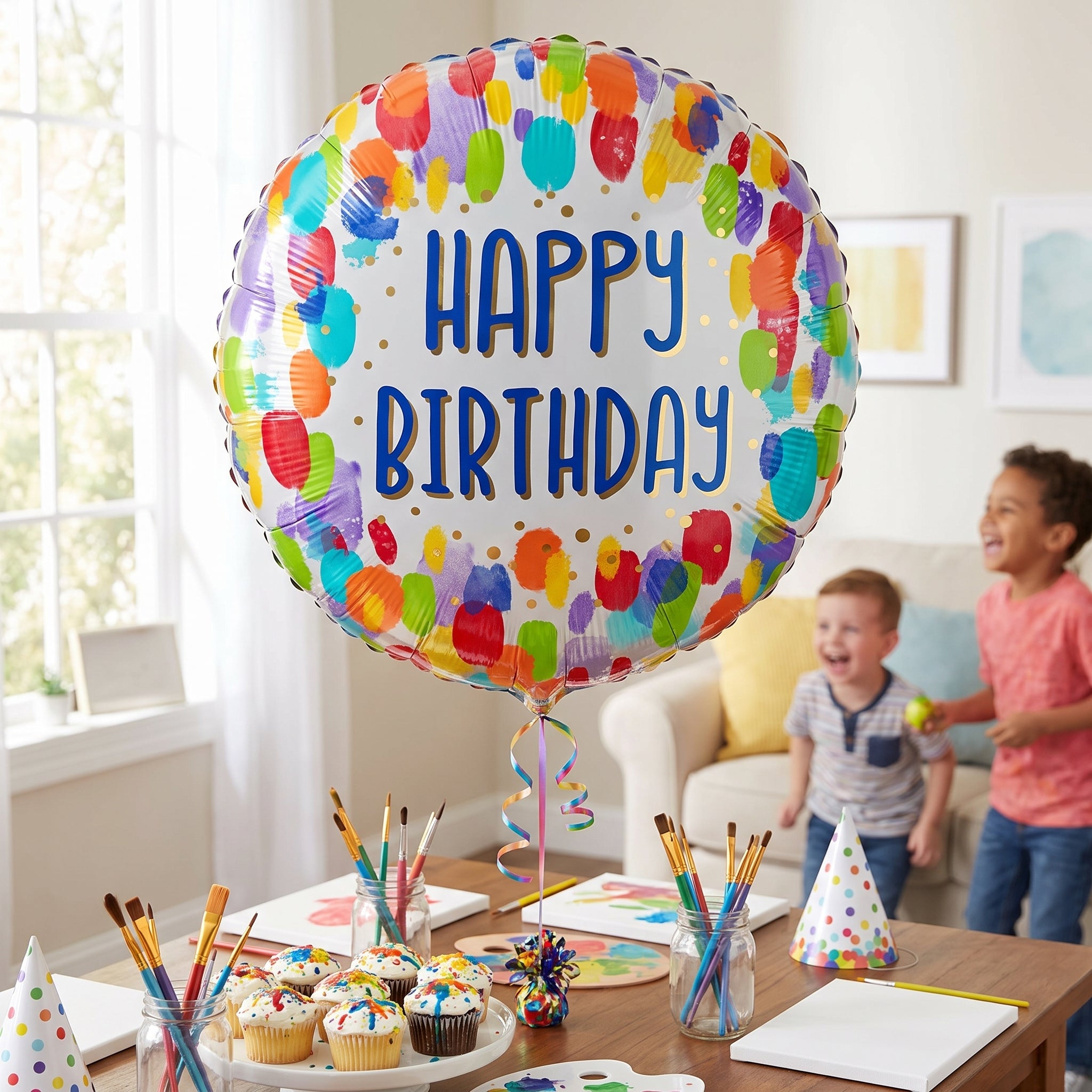 Colorful Dots Happy Birthday Foil Balloon