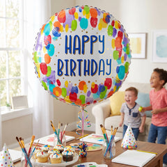 Colorful Dots Happy Birthday Foil Balloon