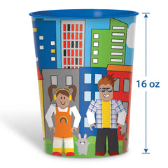 Party Town Reusable Favor Cup, 16 oz - Colorful City Design
