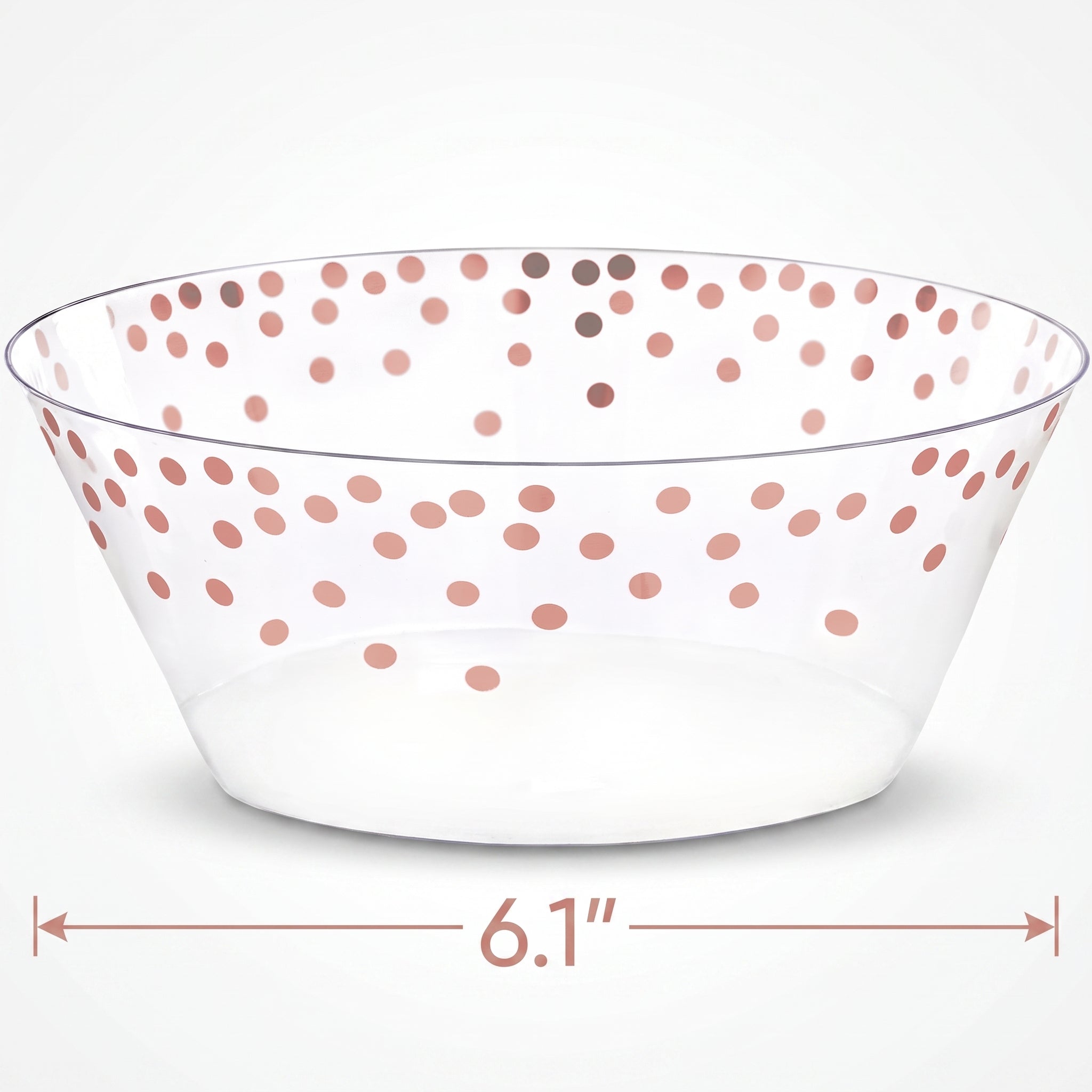 Elegant Rose Gold Polka Dot Plastic Serving Bowl - 6.1 In.