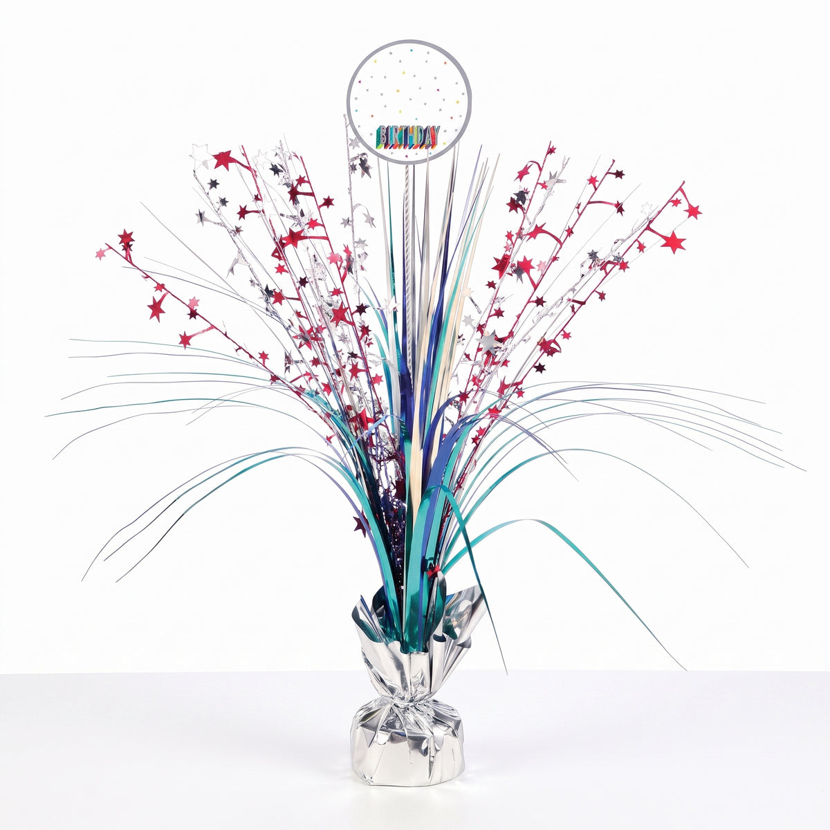"Here's to Your Birthday" Metallic Spray Centerpiece