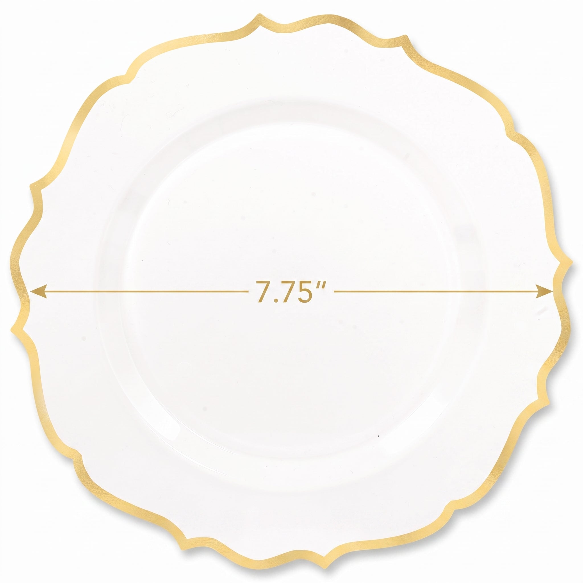 Ornate Premium Plastic Dessert Plates with Gold Trim - 7.75-Inch, 20-Pack