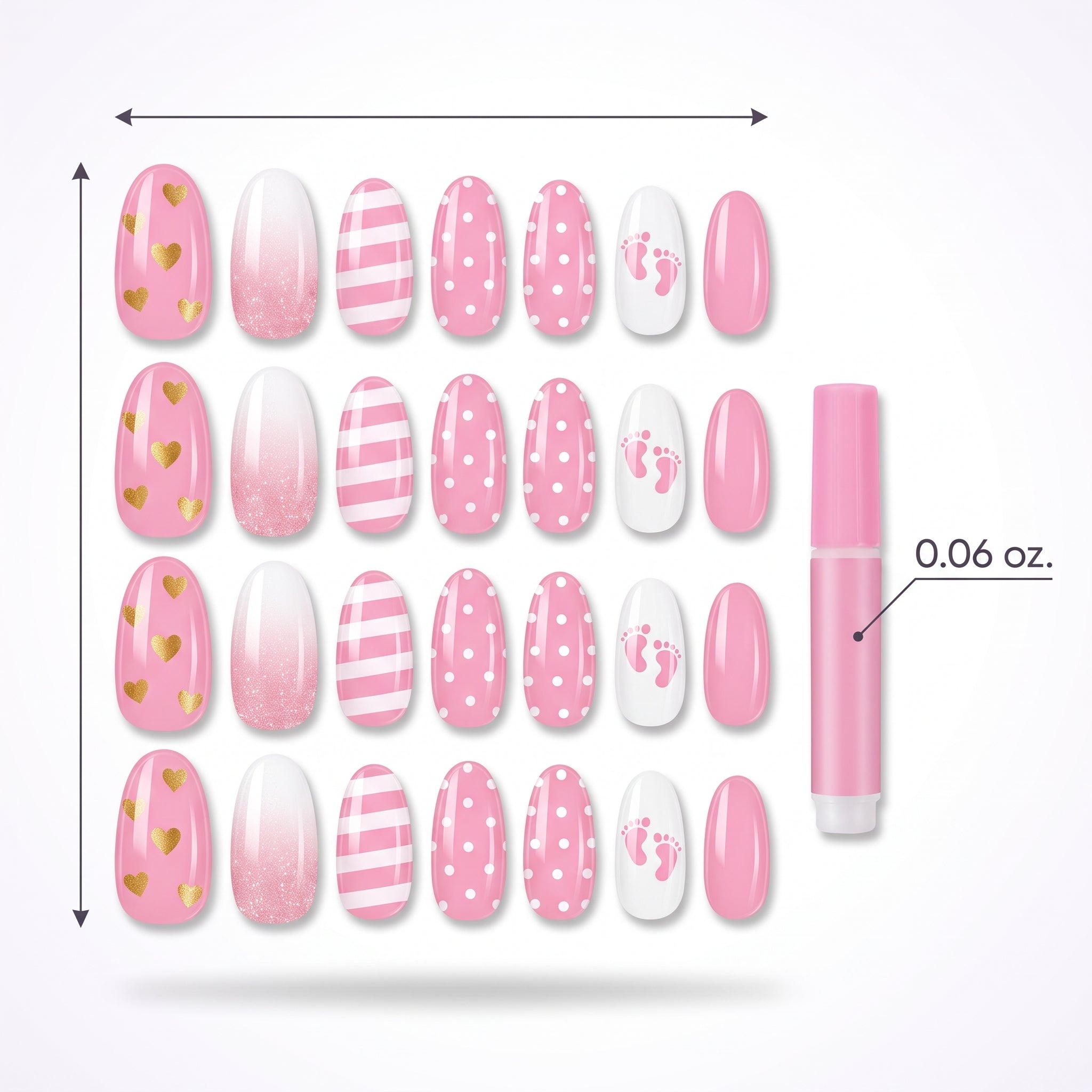 "It's a Girl" Baby Shower Faux Nails Set
