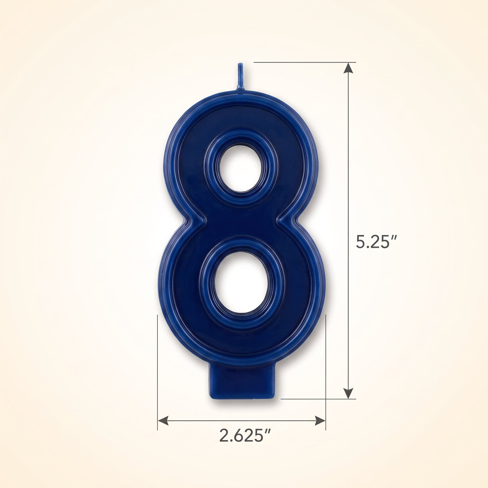 Elegant Dark Blue Number 8 Birthday Candle, 5.25-Inch