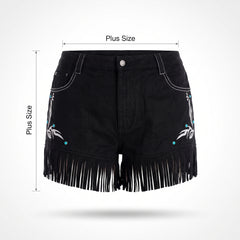 Women's Plus Size Western Fringe Shorts - Halloween Costume Accessory