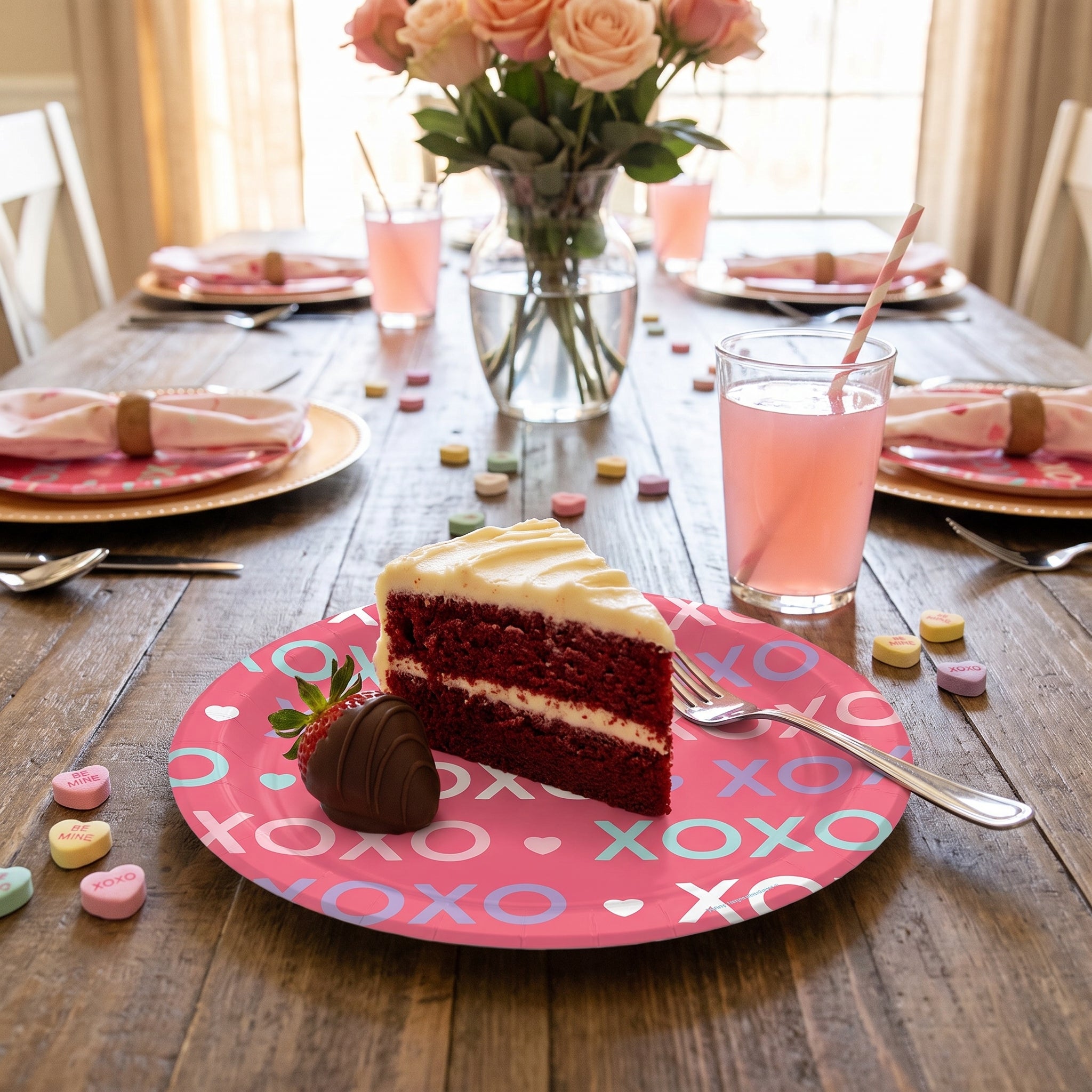 Lovely Hearts Valentine‚Äôs Day Paper Plates - 8.5"