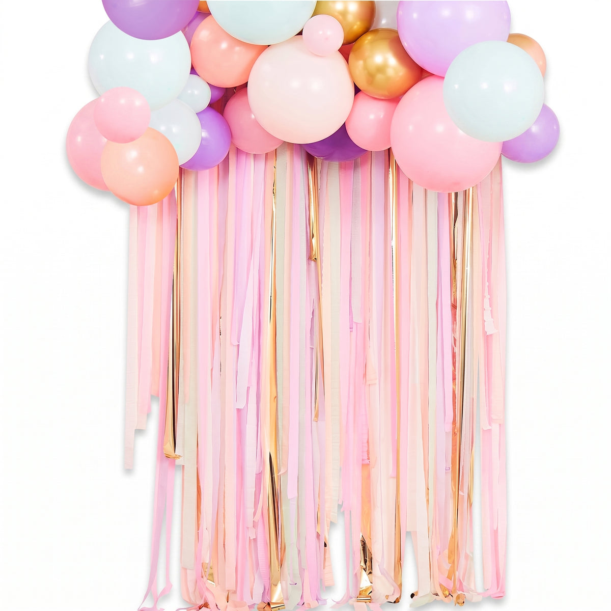 Pastel Balloon Backdrop with Streamers