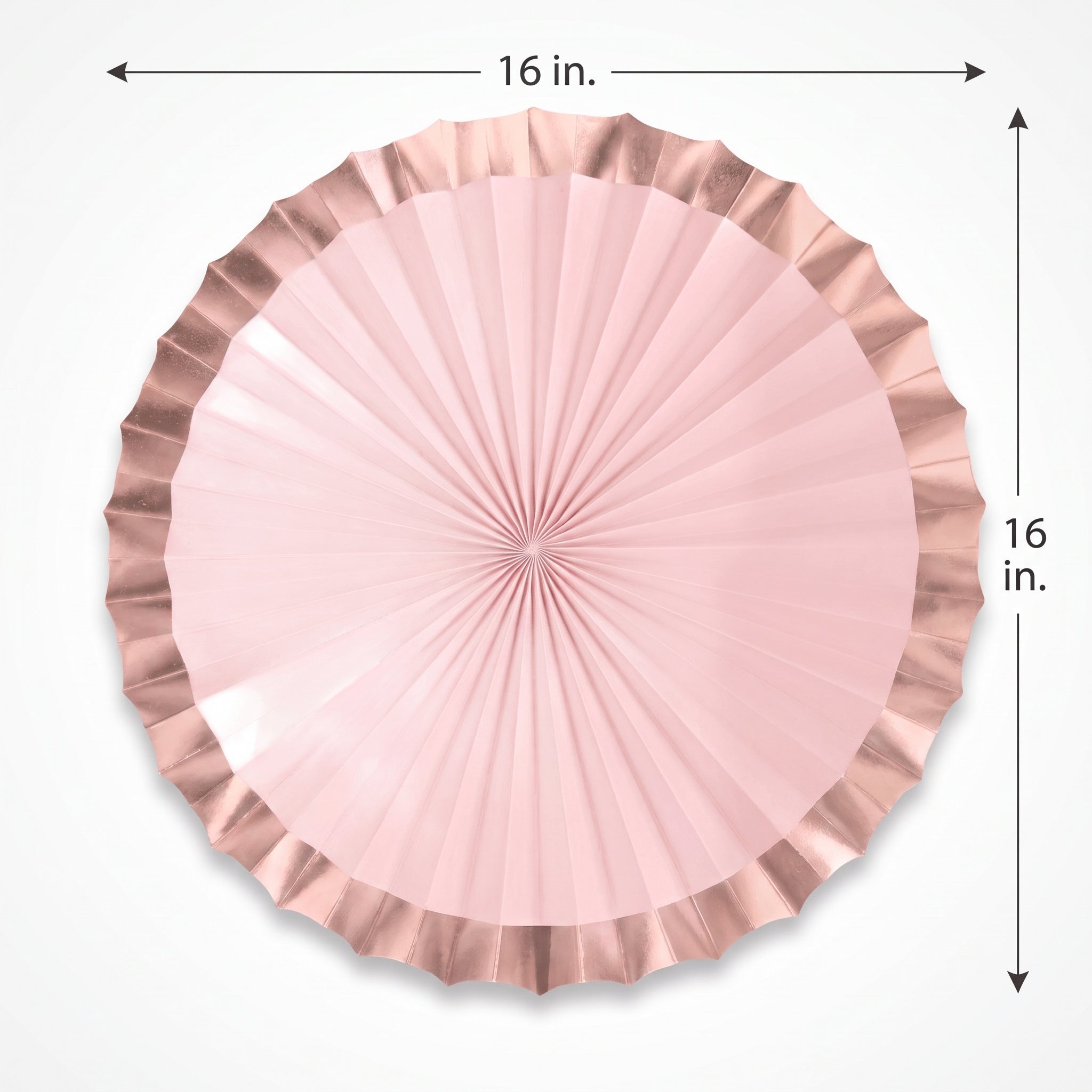 Rose Gold Parasol Paper Fans - Set of 4, 16-inch
