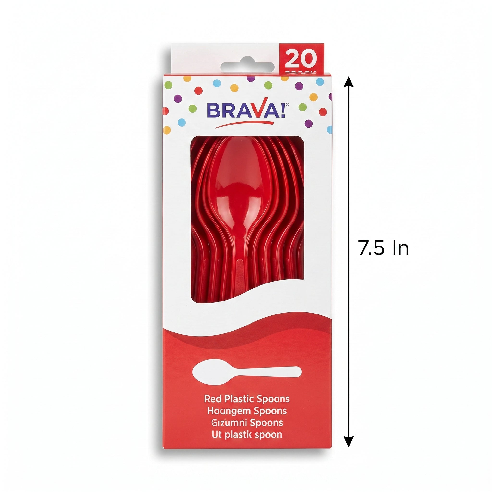 Brava Red Plastic Spoons - 7.5 in. - 20 Pack