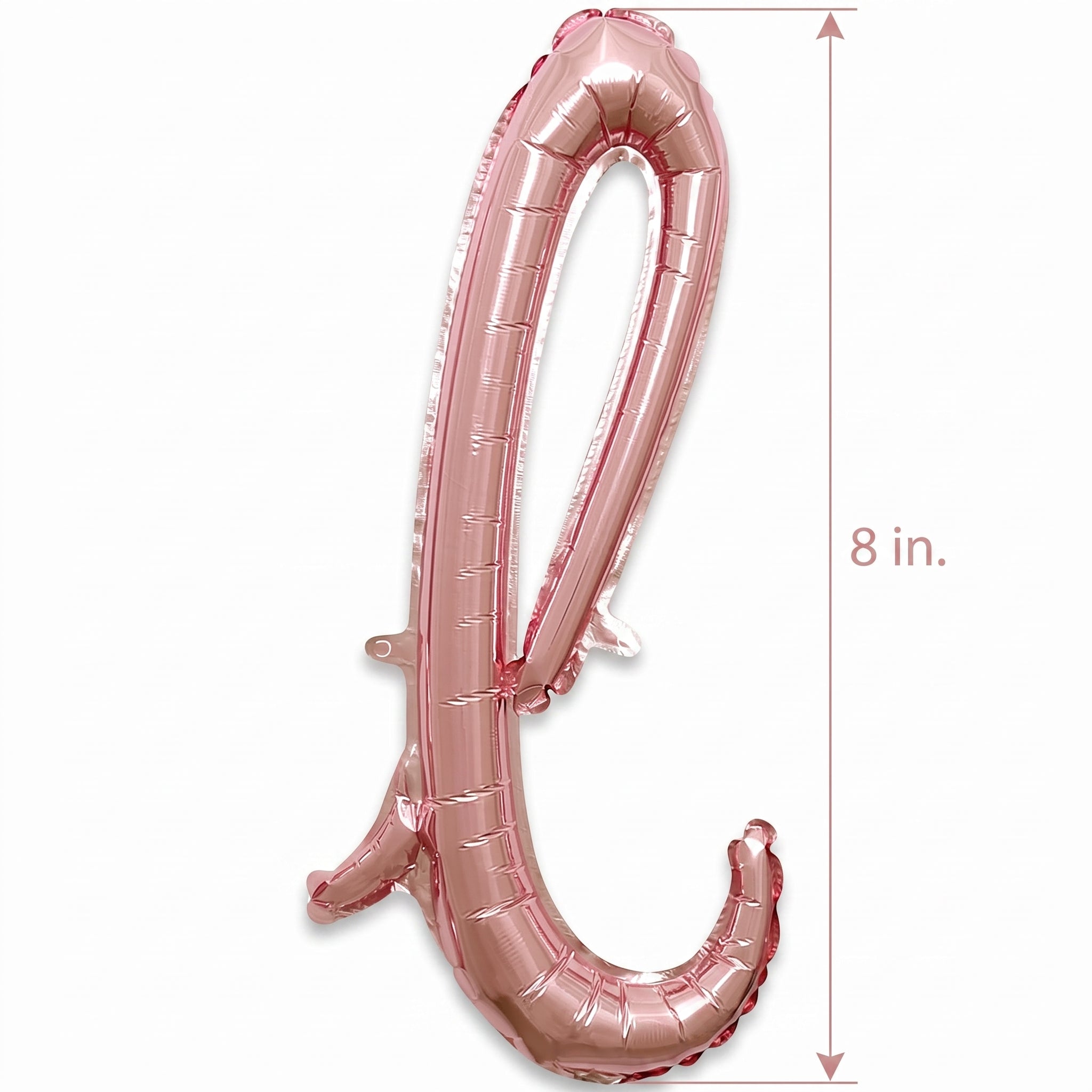 Rose Gold Script Letter Balloon - Lowercase "L", 8-Inch Foil, Air-Filled