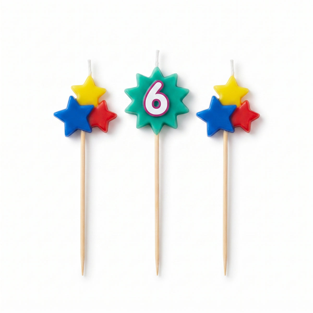 Star Birthday Toothpick Candle Set - Number 6