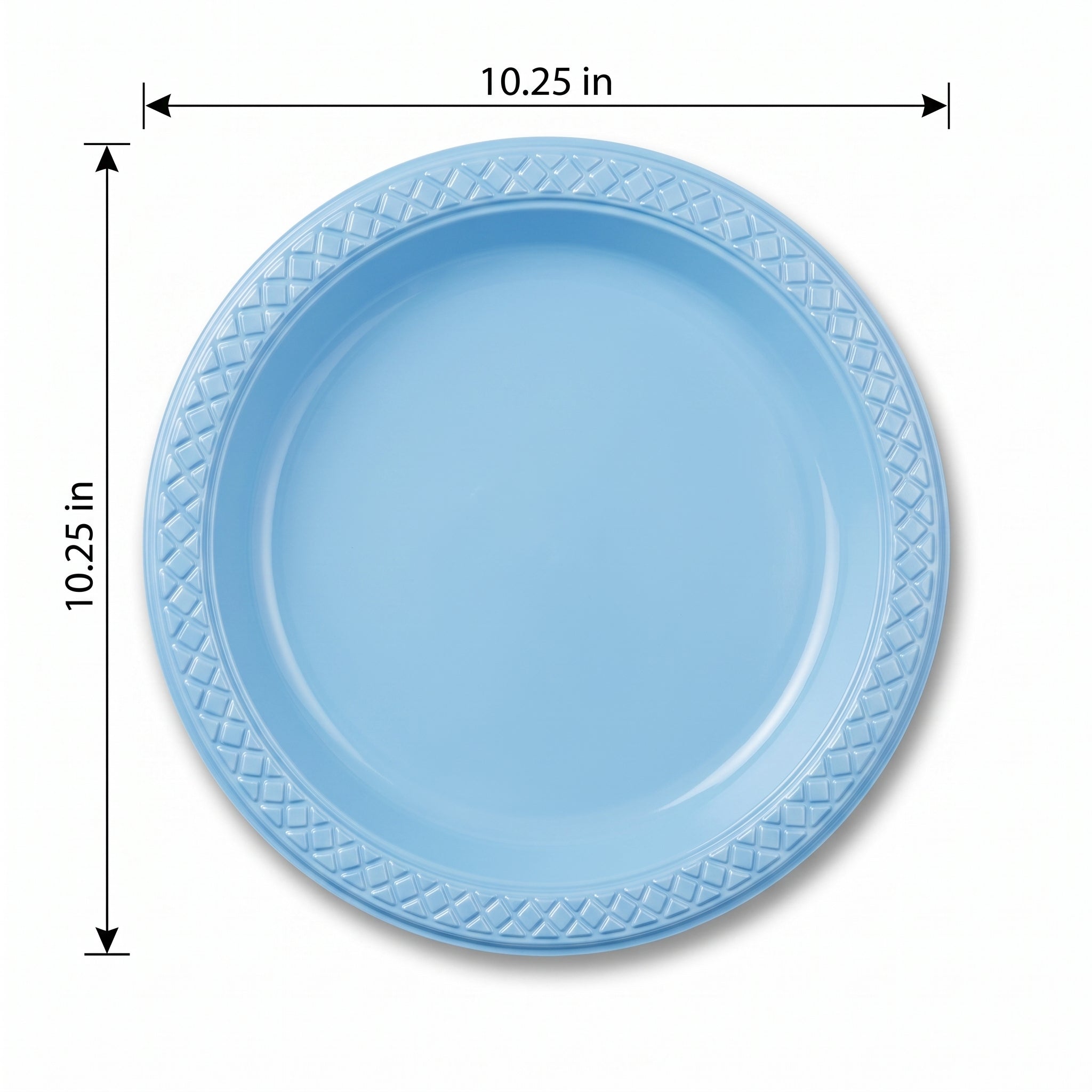 Sturdy 10.25" Blue Plastic Dinner Plates - Pack of 20