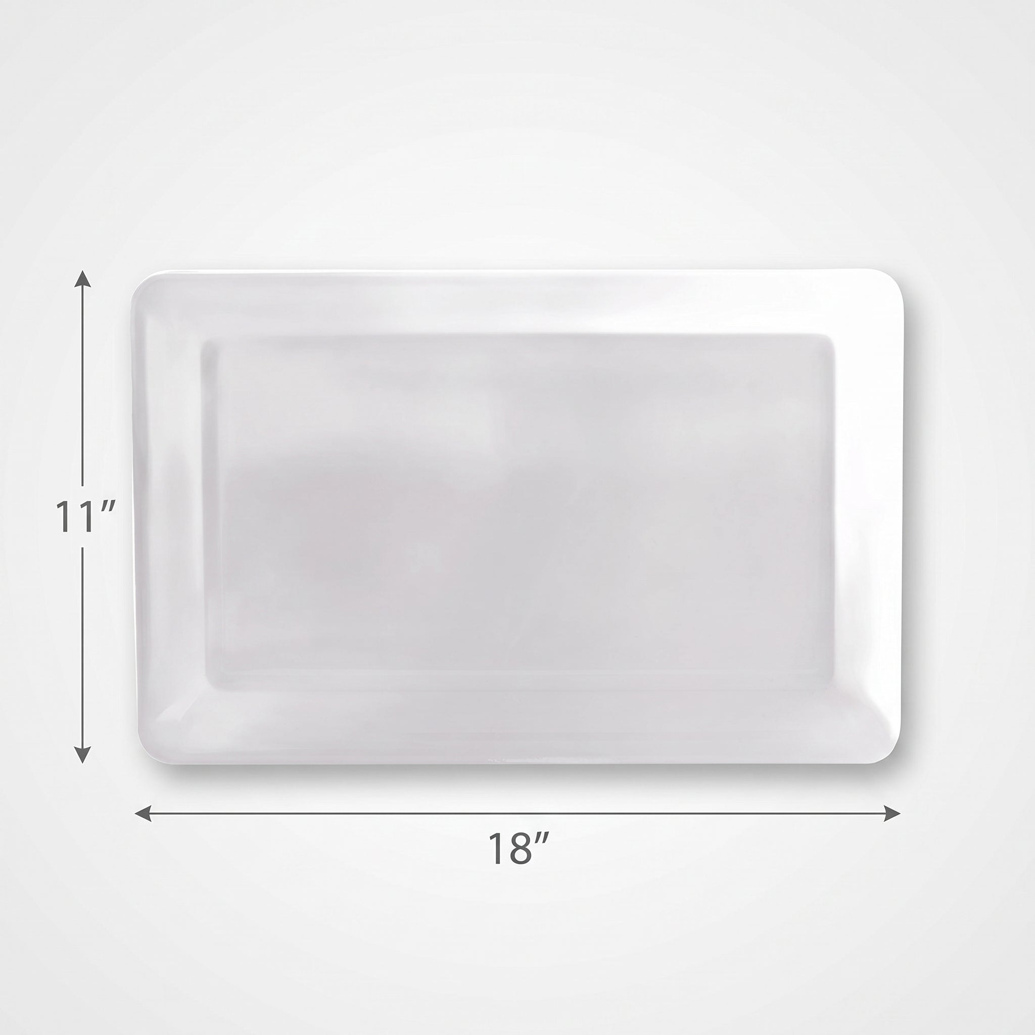 Elegant White Rectangular Plastic Serving Tray - 11" x 18"