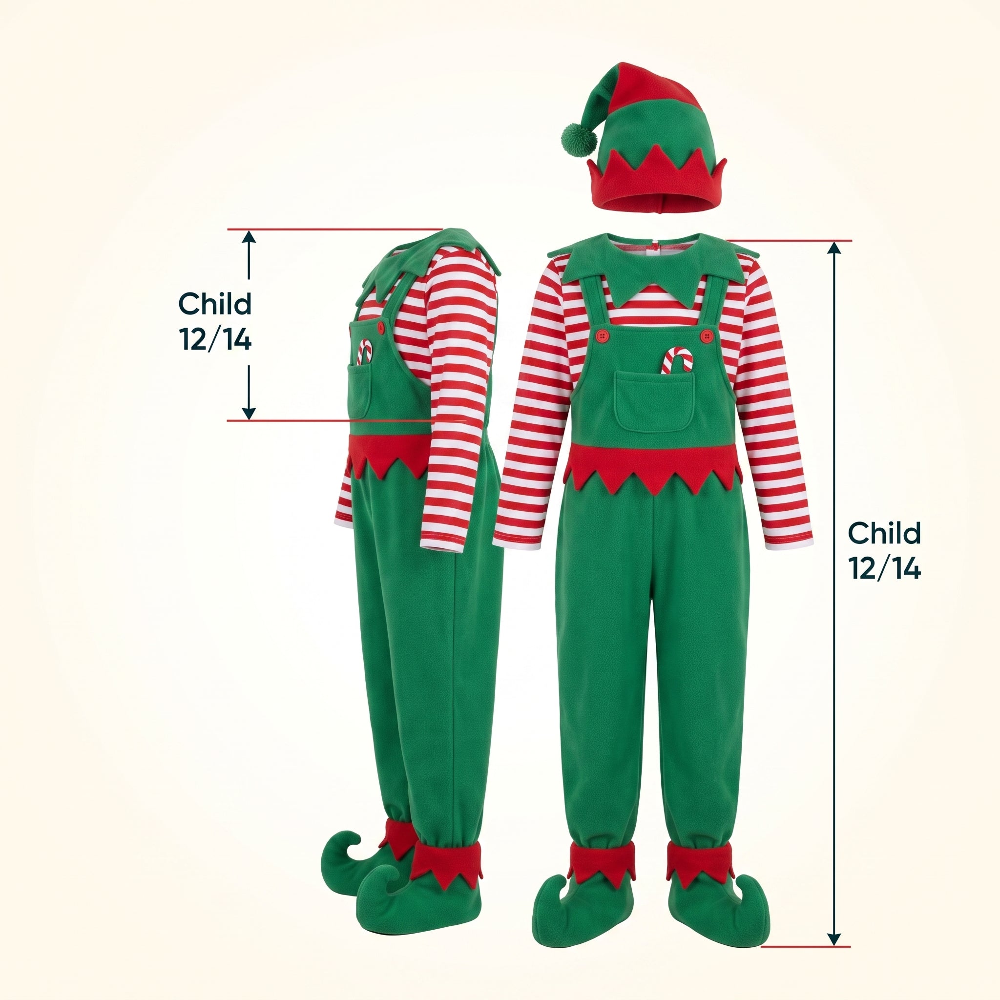 Children's Unisex Elf Costume - Festive Holiday Attire - Child (12-14)
