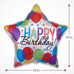 Star-Shaped Metallic Happy Birthday Balloon