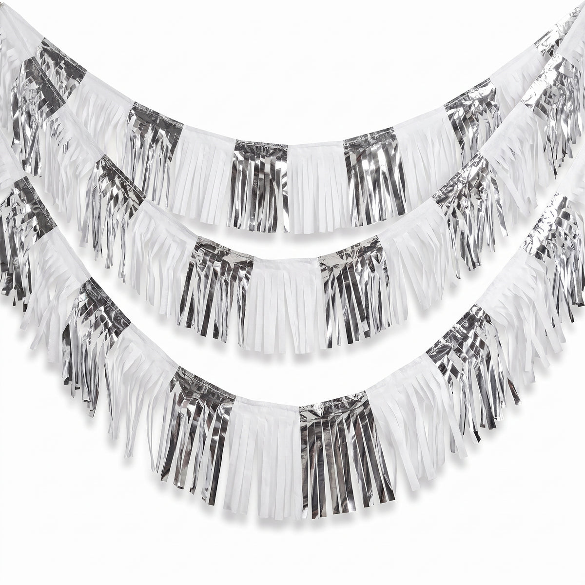 Silver Foil & Tissue Hanging Garland Decoration - 12 ft